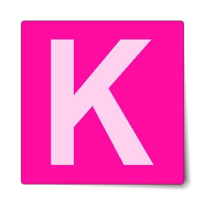 letter k uppercase pink sticker