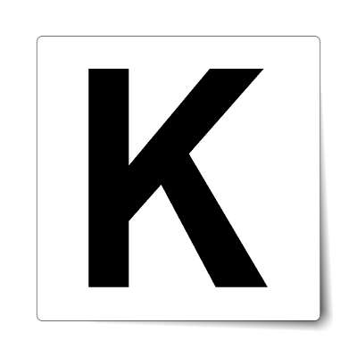 letter k uppercase white black sticker