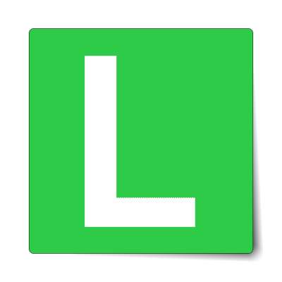 letter l uppercase green white sticker