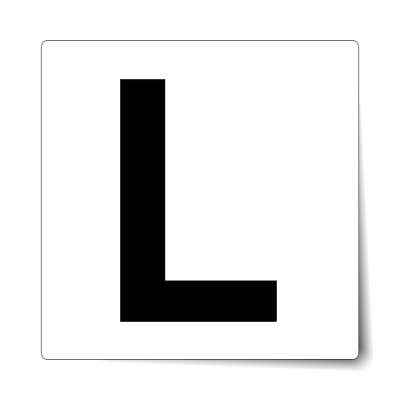 letter l uppercase white black sticker