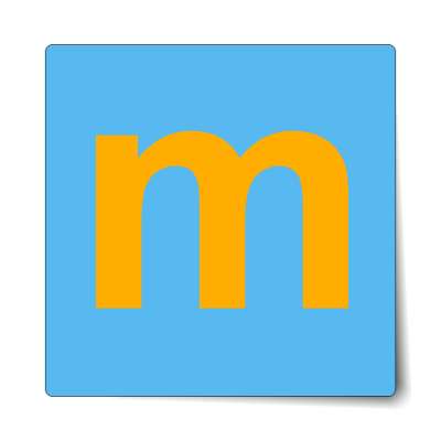letter m lowercase orange light blue sticker