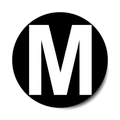 letter m uppercase black white sticker