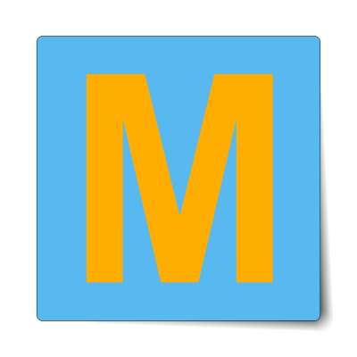 letter m uppercase blue orange sticker