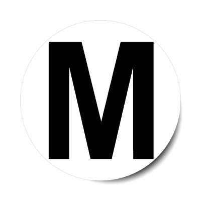 letter m uppercase white black sticker