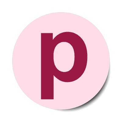 letter p lowercase pink dark red sticker
