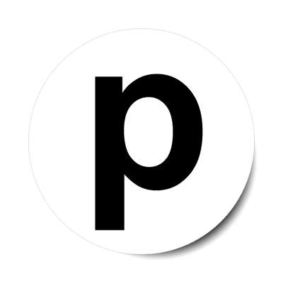 letter p lowercase white black sticker