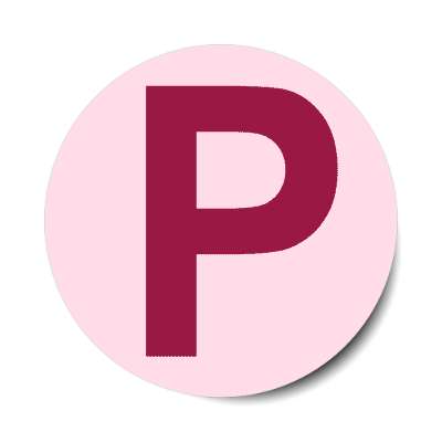 letter p uppercase pink dark red sticker