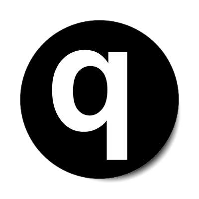 letter q lowercase bold black white sticker