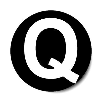 letter q uppercase bold black white sticker