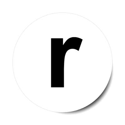 Letter R Uppercase White Black Stickers, Magnet