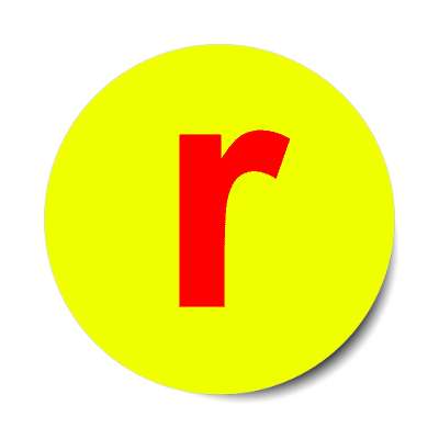 letter r lowercase yellow red sticker