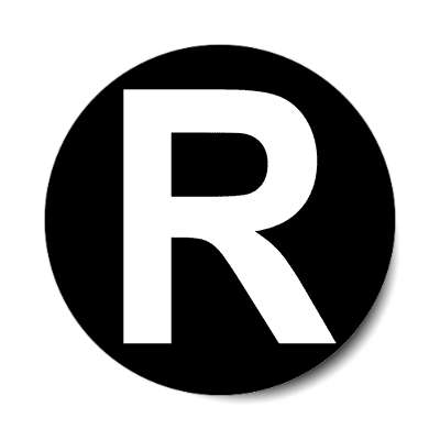 letter r uppercase black white sticker