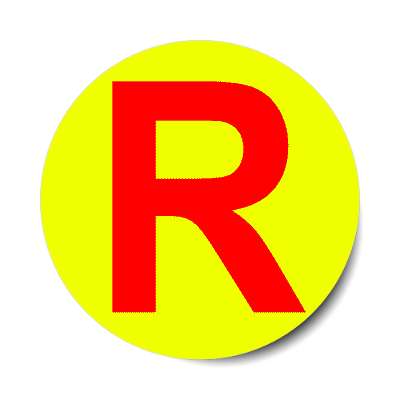 letter r uppercase yellow red sticker