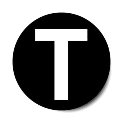 letter t uppercase black white sticker