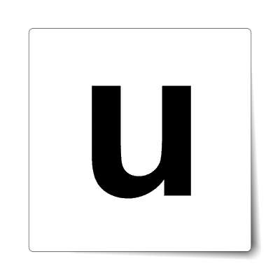 letter u lowercase white black sticker