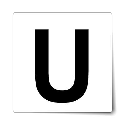 letter u uppercase white black sticker