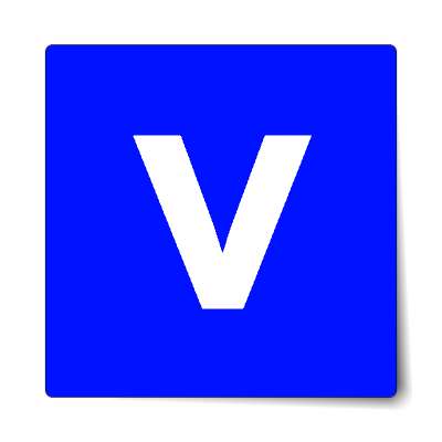 letter v lowercase blue white sticker