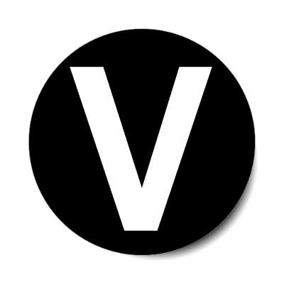 letter v uppercase black white sticker