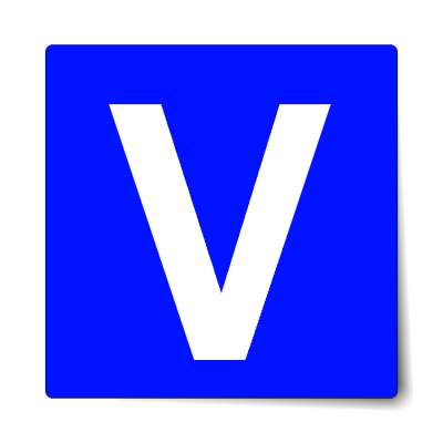 letter v uppercase blue white sticker