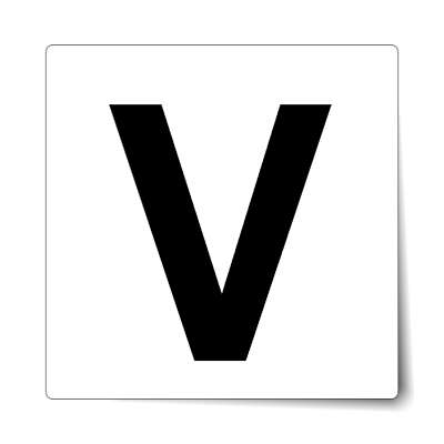 letter v uppercase white black sticker