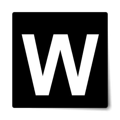 letter w uppercase black white sticker