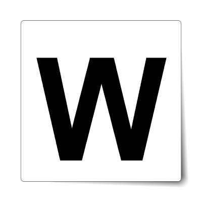 letter w uppercase white black sticker