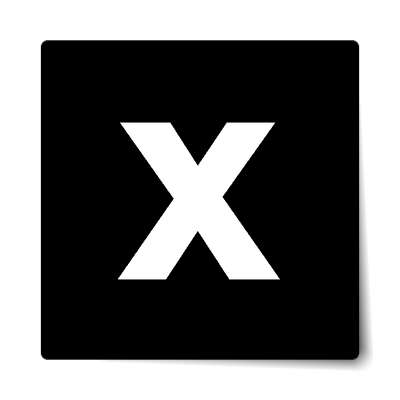 letter x lowercase black white sticker