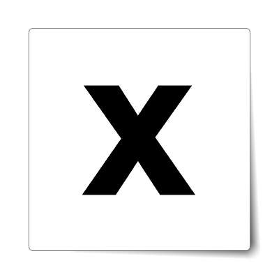 letter x lowercase white black sticker