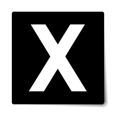 letter x uppercase black white sticker