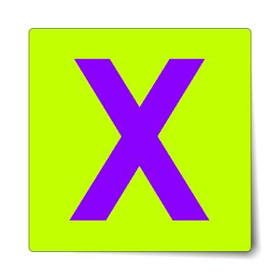 letter x uppercase light green purple sticker