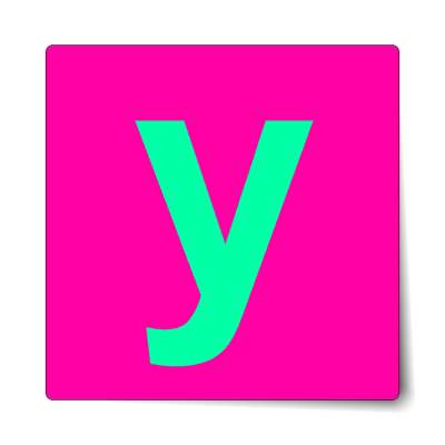 letter y lowercase hot pink mint sticker