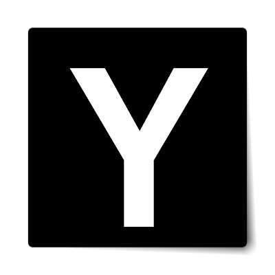 letter y uppercase black white sticker