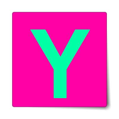 letter y uppercase hot pink mint sticker