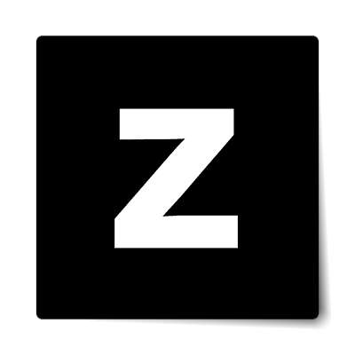 letter z lowercase black white sticker