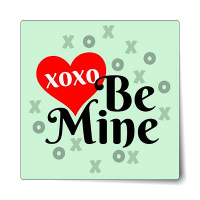 light green heart xoxo be mine sticker
