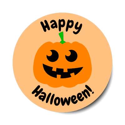 light orange happy halloween jack o lantern sticker