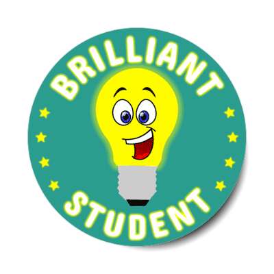 lightbulb smile face brilliant student stars stickers, magnet