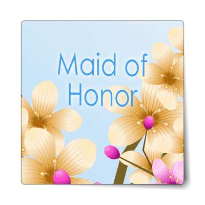maid of honor bright flowers light blue sticker