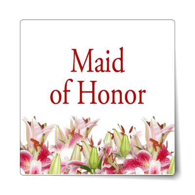 maid of honor classic red flowers bottom sticker