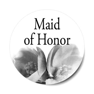 maid of honor classic two large grey flowers sticker