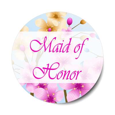 maid of honor flowers bright middle rectangle stylized sticker