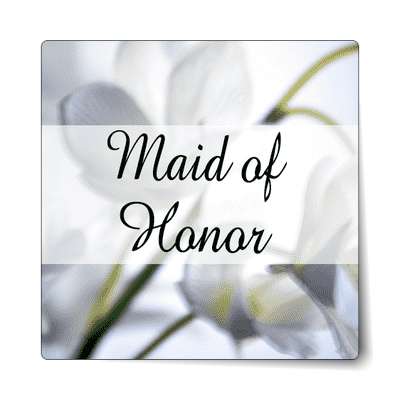maid of honor flowers cursive classic middle rectangle sticker