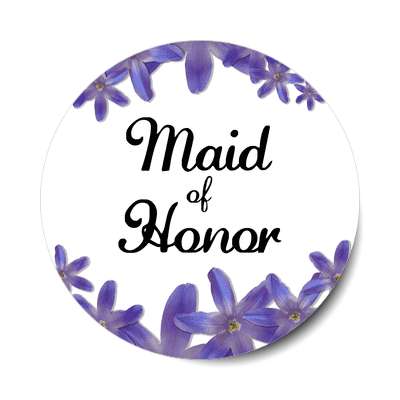 maid of honor flowers purple border sticker