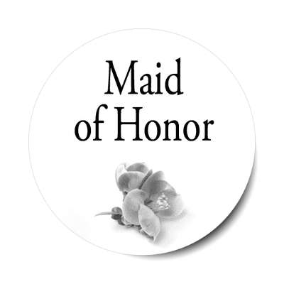 maid of honor one grey flower classic sticker
