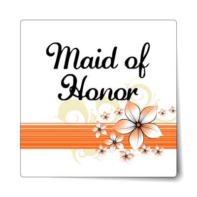 maid of honor orange lines flowers sticker