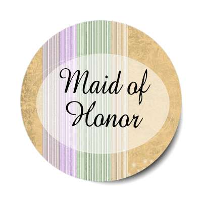 maid of honor oval orange lines vertical sticker
