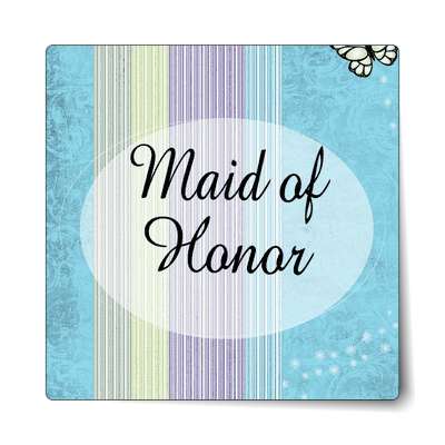 maid of honor oval vertical blue lines sticker