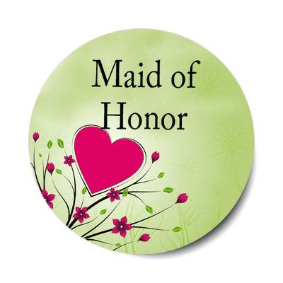 maid of honor small red heart flowers branches sticker