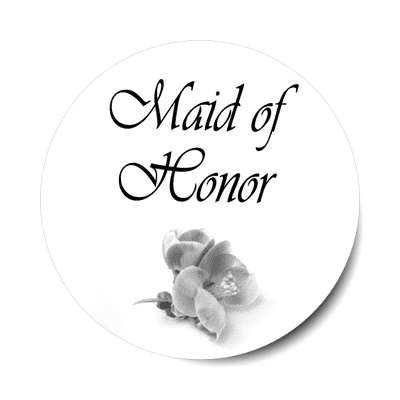 maid of honor stylized one grey flower sticker