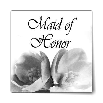 maid of honor stylized two large grey flowers sticker